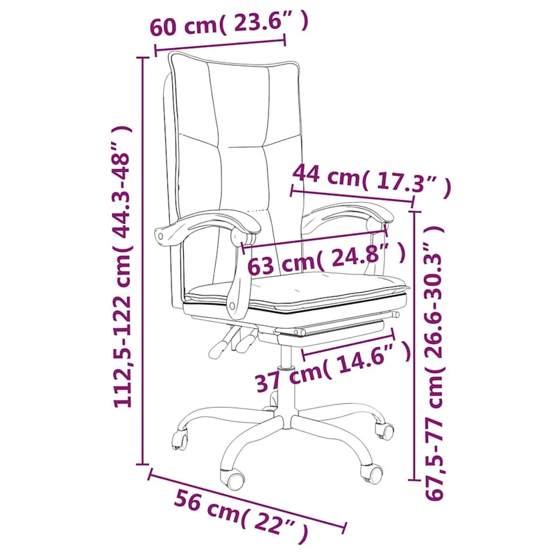 Reclining Office Chair Taupe Fabric