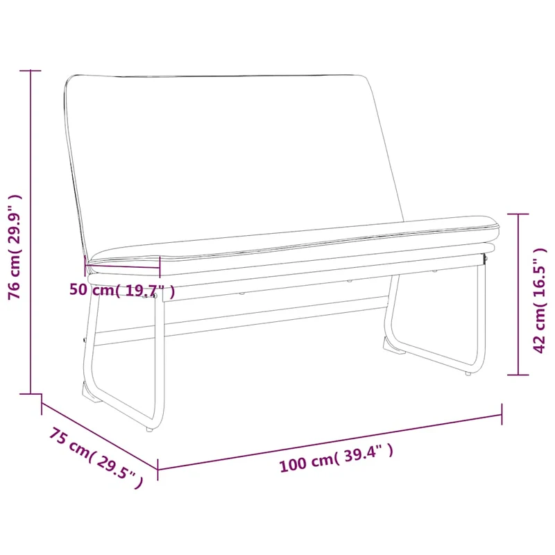 Bench Black 100x75x76 cm Fabric