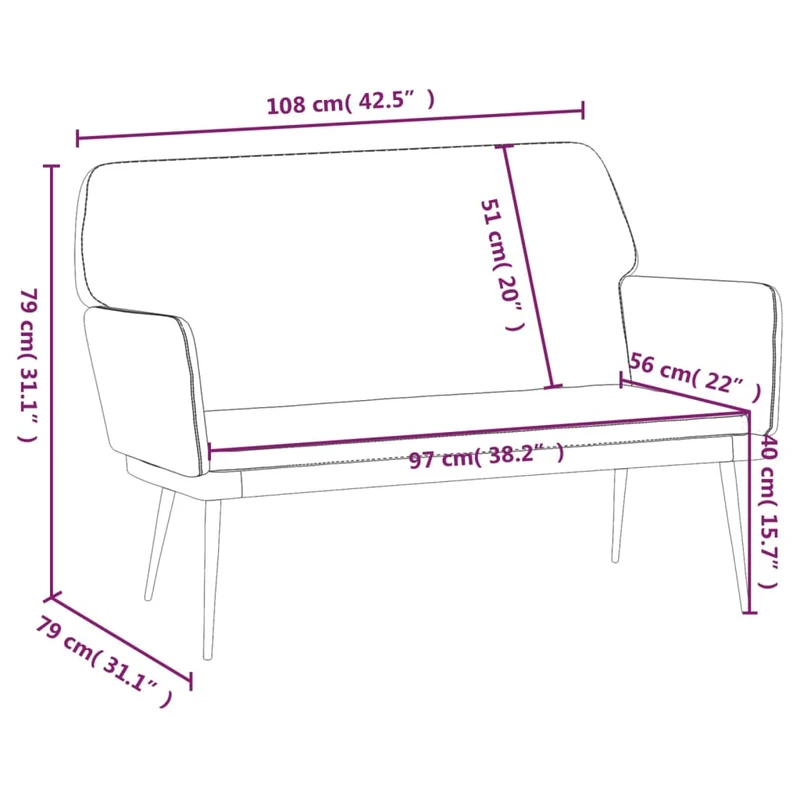 Bench Pink 108x79x79 cm Velvet