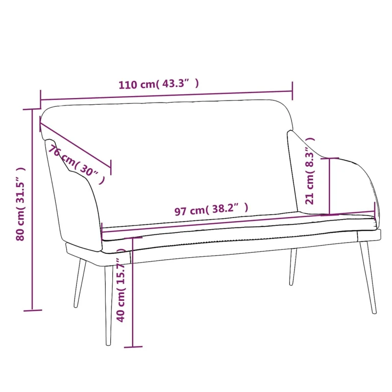 Bench Pink 110x76x80 cm Velvet