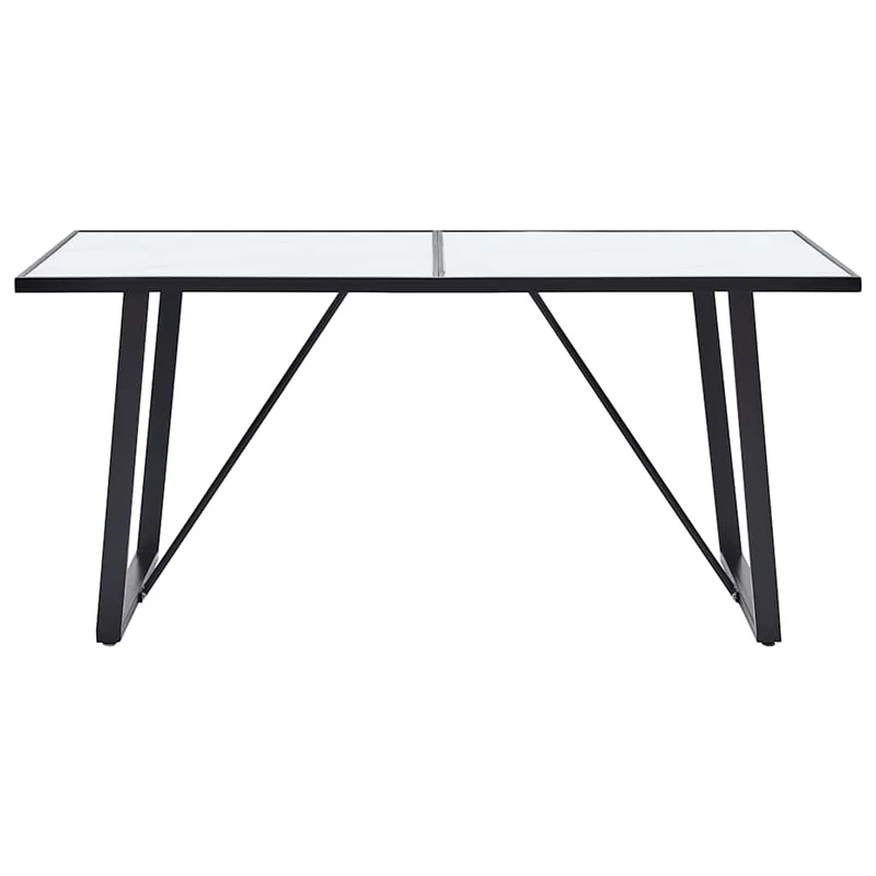 281553 vidaXL Dining Table White 160x80x75 cm Tempered Glass