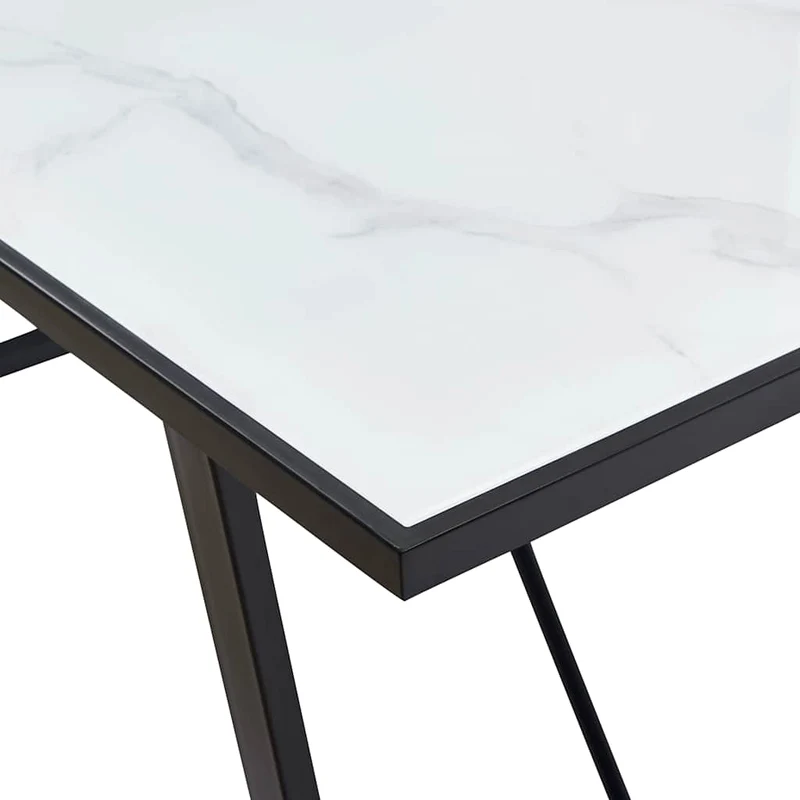 281553 vidaXL Dining Table White 160x80x75 cm Tempered Glass