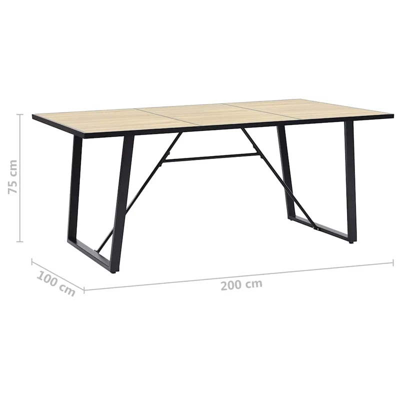 281564 vidaXL Dining Table Oak 200x100x75 cm MDF
