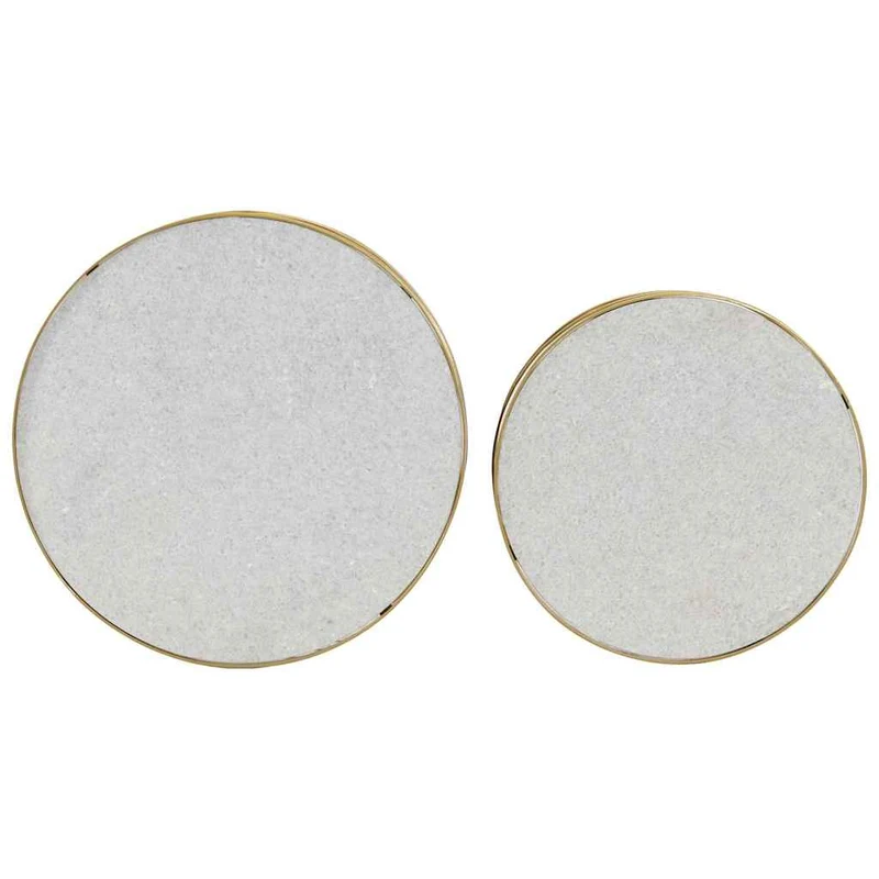 285911 vidaXL 2 Piece Coffee Table Set Marble Brass and White