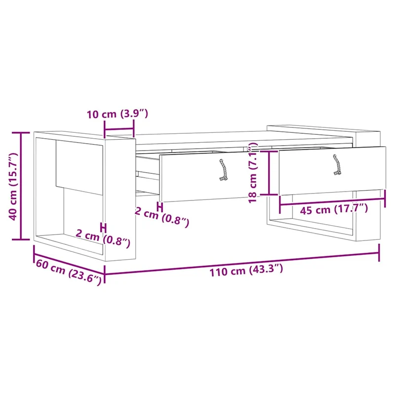 287892 vidaXL Coffee Table 110x60x40 cm Solid Teak Wood