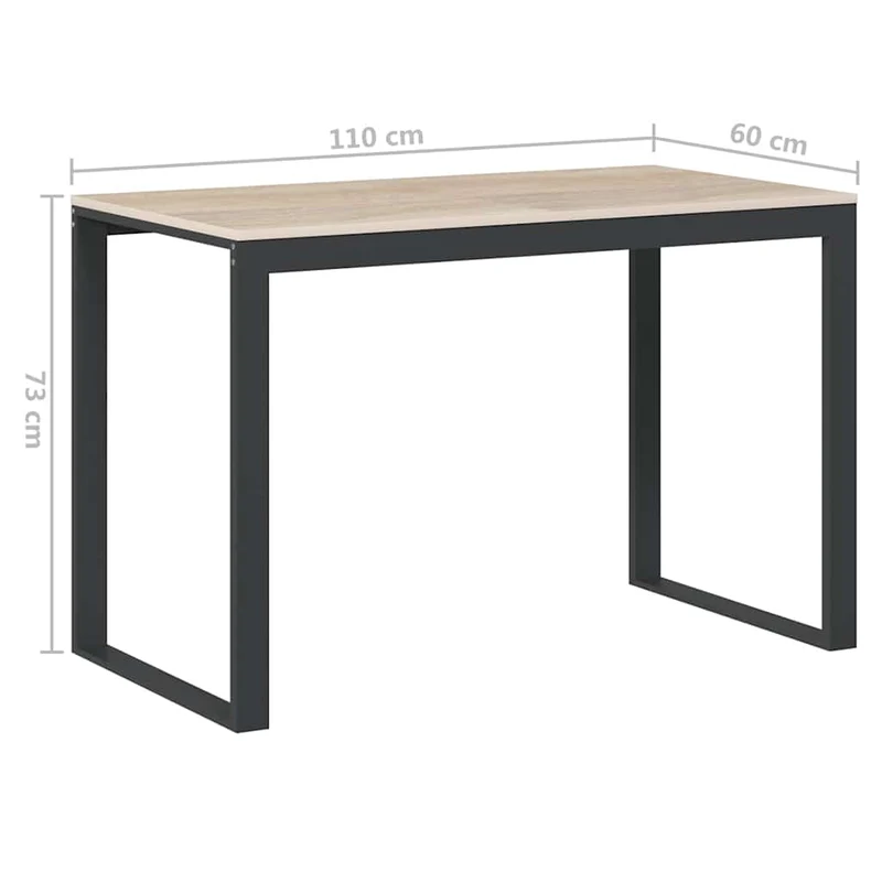 30199 vidaXL Computer Desk Black and Oak 110x60x73 cm Engineered Wood