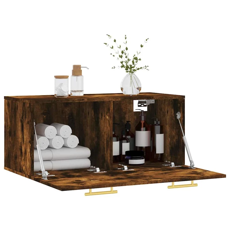 Wall Cabinet Smoked Oak 80x36,5x35 cm Engineered Wood