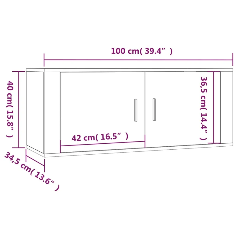 Wall Mounted TV Cabinet White 100x34,5x40 cm