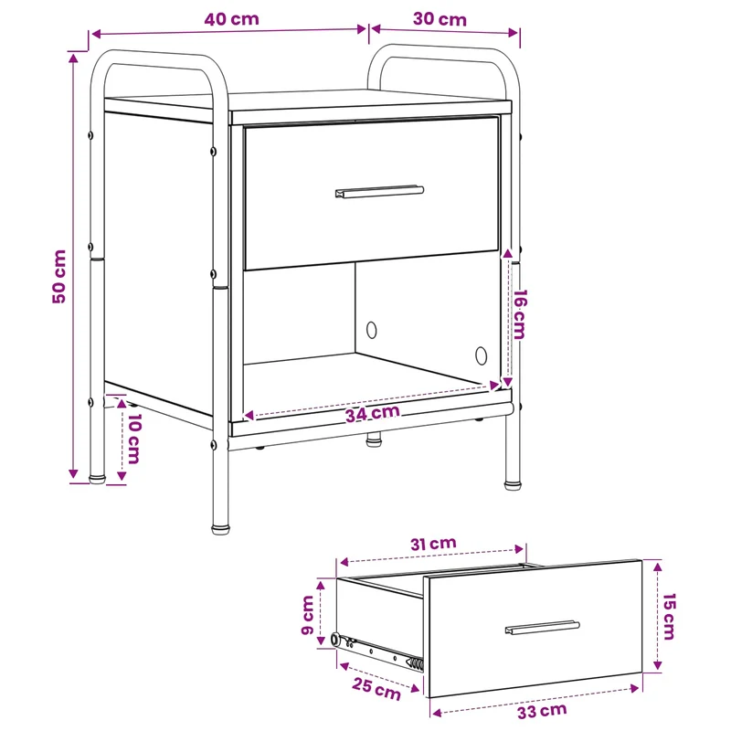 Bedside Cabinet 2 pcs Smoked Oak 40 x 30 x 50 cm