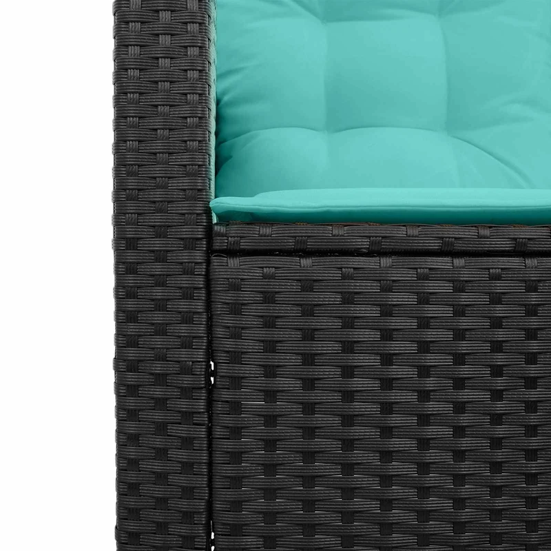 Garden Sofa 2 pcs 5-Seater Black and Turquoise Poly rattan