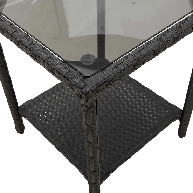 Garden Sofa 2 pcs 5-Seater Black and Turquoise Poly rattan