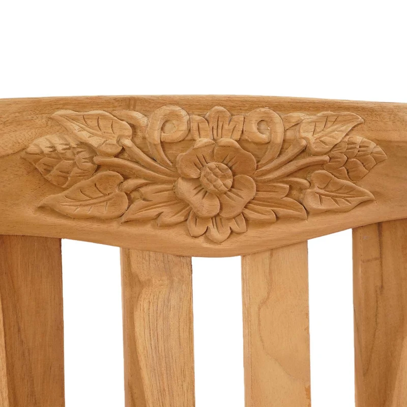 Handcarved Rose Bench 180 x 61 x 90 cm Solid Teak Wood Natural