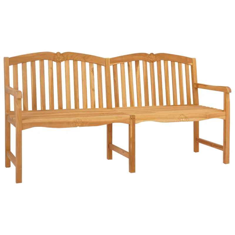 Handcarved Shell Bench 180 x 60 x 96 cm Solid Teak Wood Natural