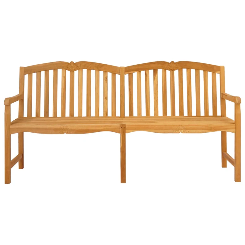 Handcarved Shell Bench 180 x 60 x 96 cm Solid Teak Wood Natural