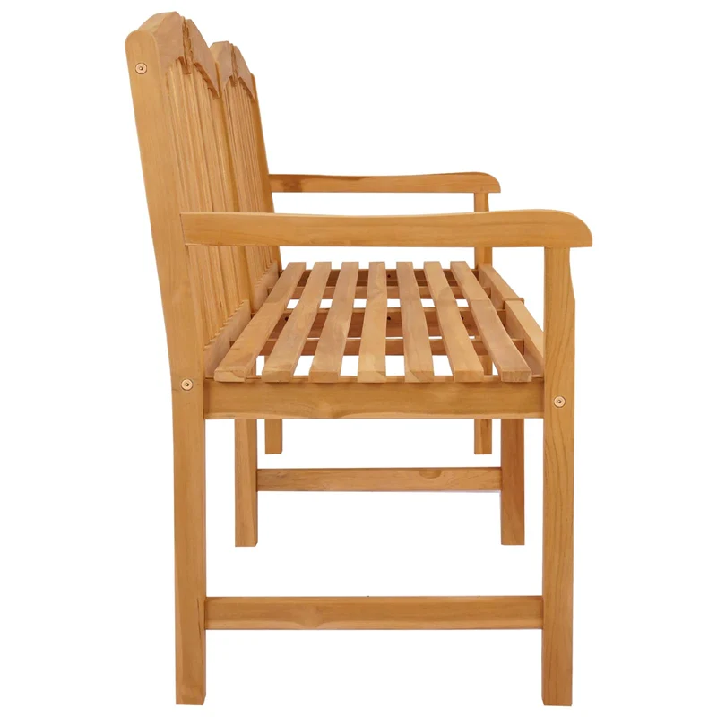 Handcarved Shell Bench 180 x 60 x 96 cm Solid Teak Wood Natural