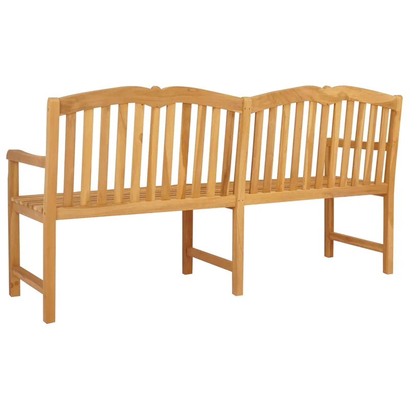 Handcarved Shell Bench 180 x 60 x 96 cm Solid Teak Wood Natural