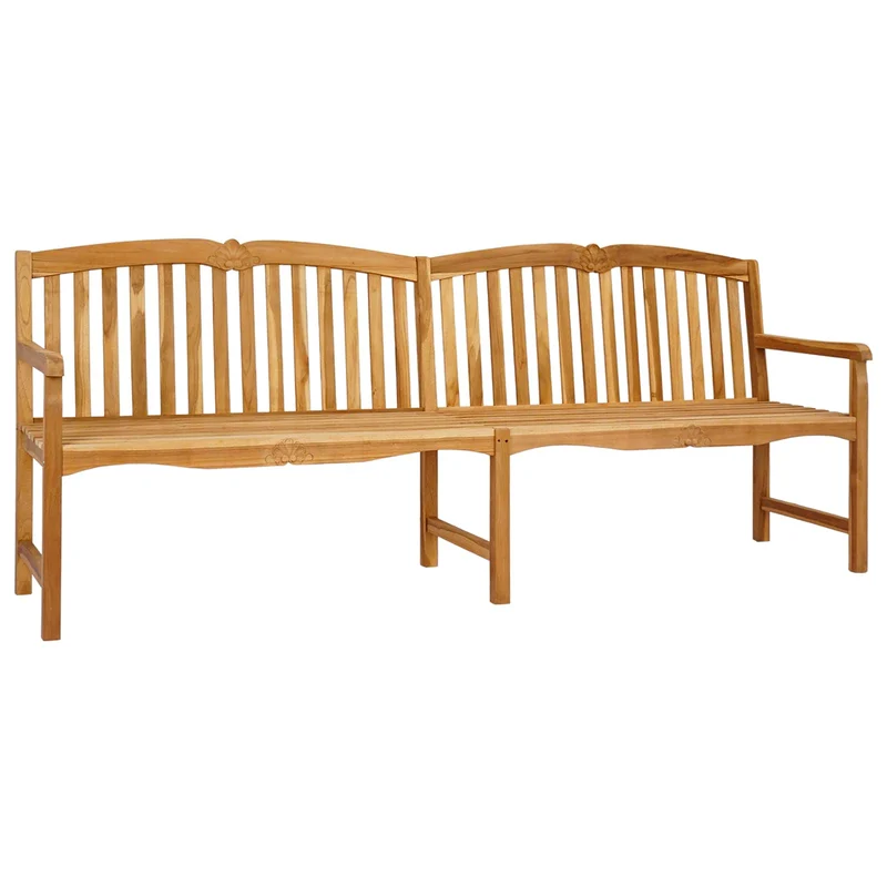 Handcarved Shell Bench 228 x 61 x 94.5 cm Solid Teak Wood