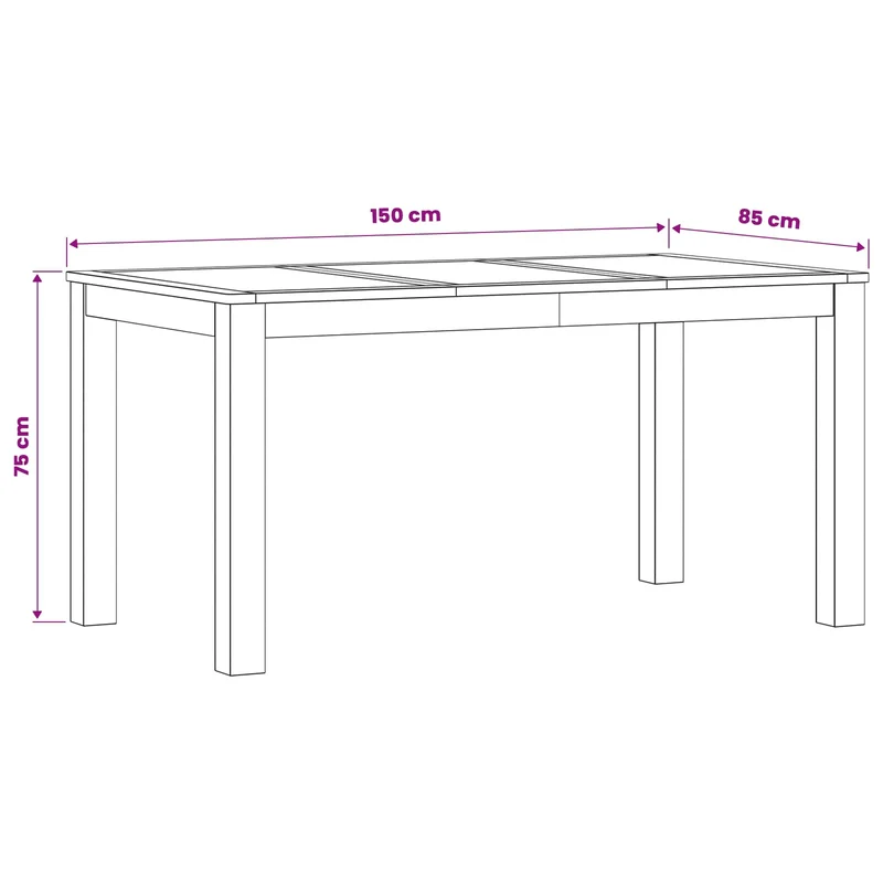 Dining Table 150 x 85 x 75 cm Solid Oak Wood Natural