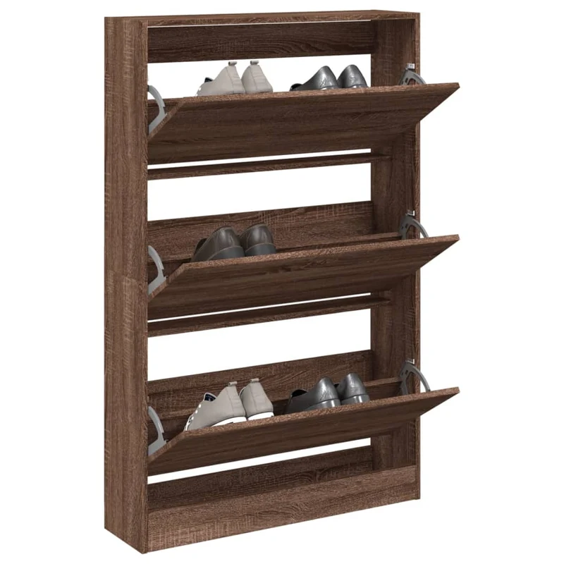 Shoe Cabinet Brown Oak 80x21x125,5 cm Engineered Wood