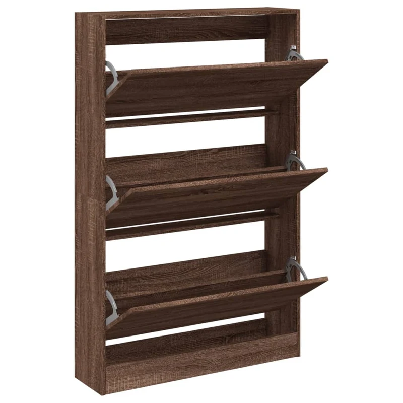 Shoe Cabinet Brown Oak 80x21x125,5 cm Engineered Wood