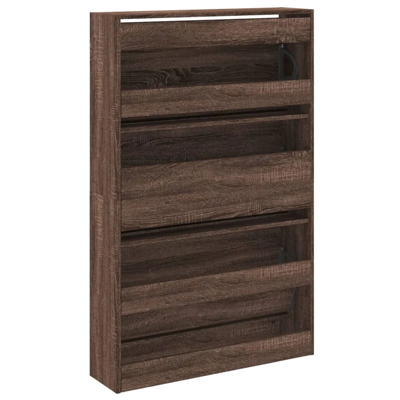 Shoe Cabinet Brown Oak 80x21x125,5 cm Engineered Wood