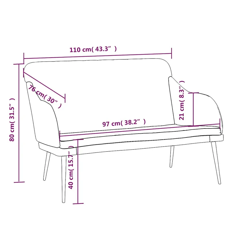 Bench Cream 110x76x80 cm Velvet