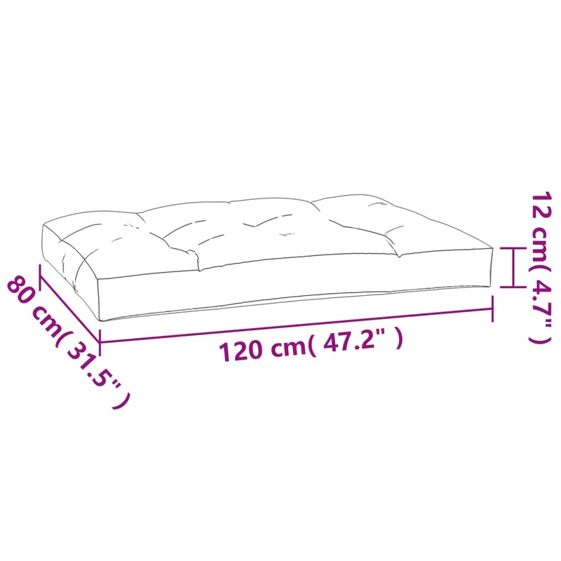 Pallet Cushion Blue 120x80x12 cm Fabric