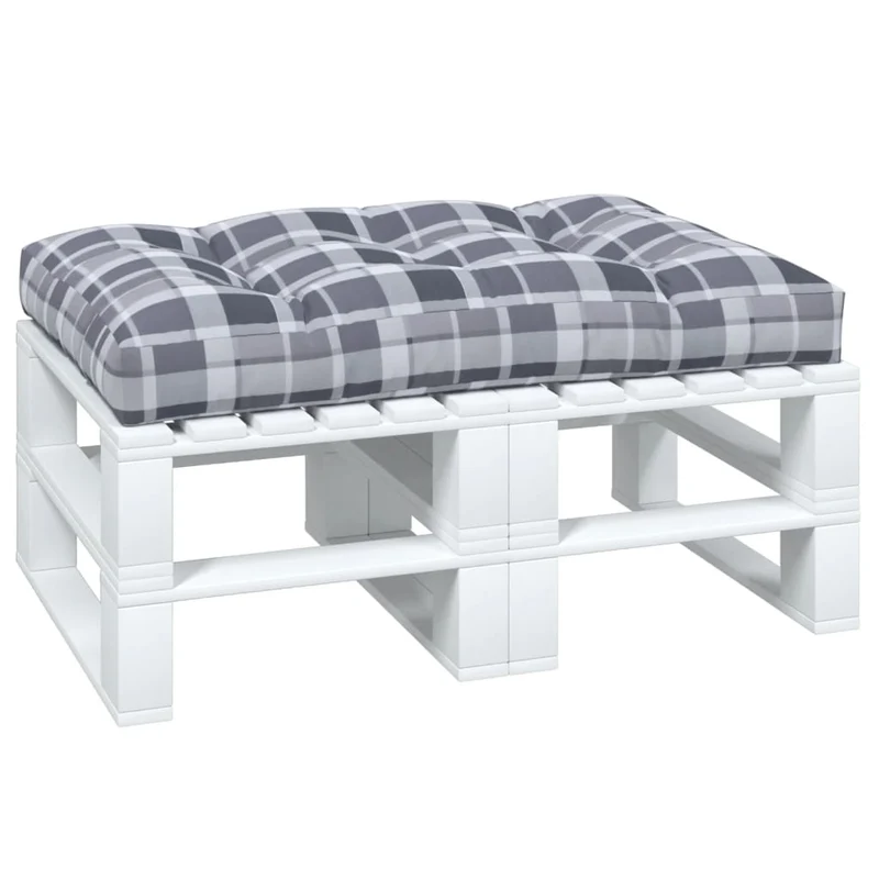 Pallet Cushion Grey Check Pattern 120x80x12 cm Fabric