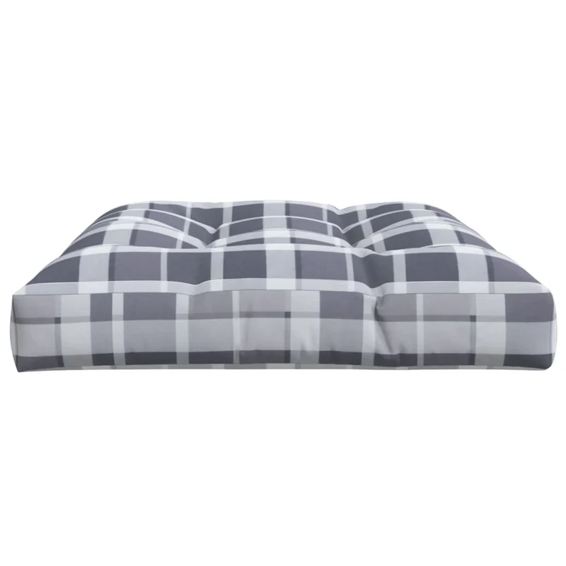 Pallet Cushion Grey Check Pattern 120x80x12 cm Fabric