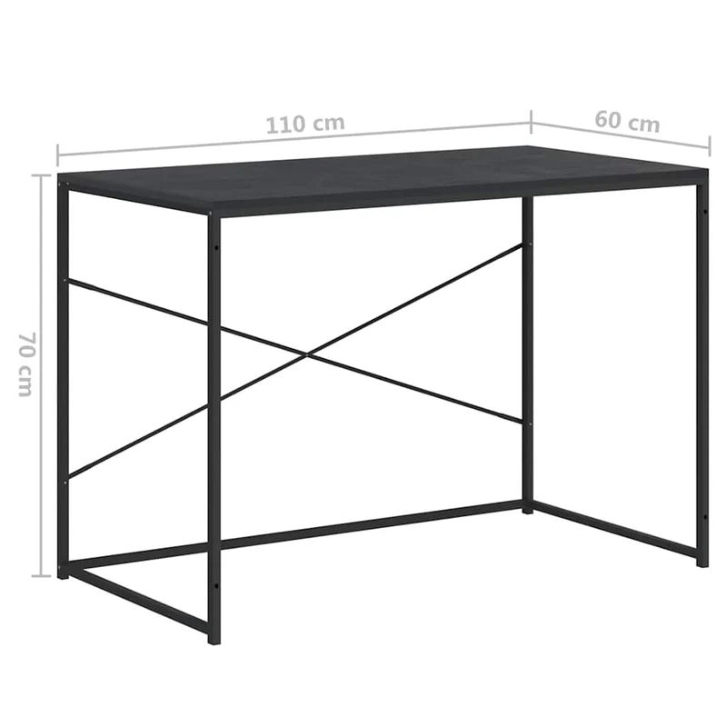30208 vidaXL Computer Desk Black 110x60x70 cm Engineered Wood