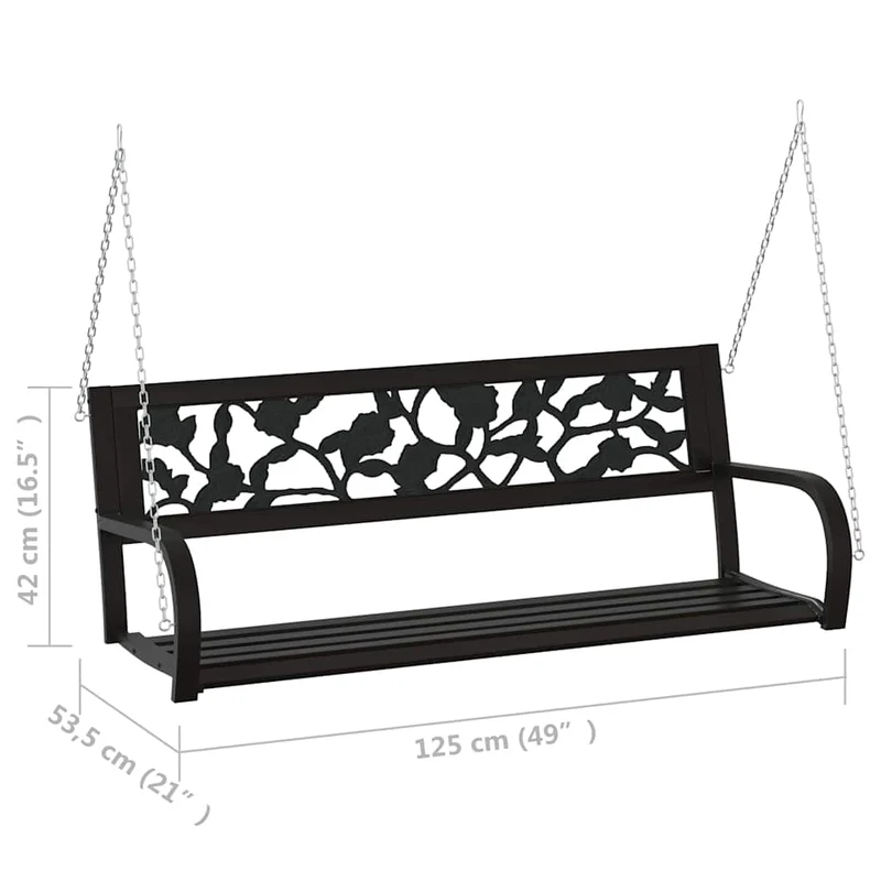 Garden Swing Bench 125 cm Steel and Plastic Black