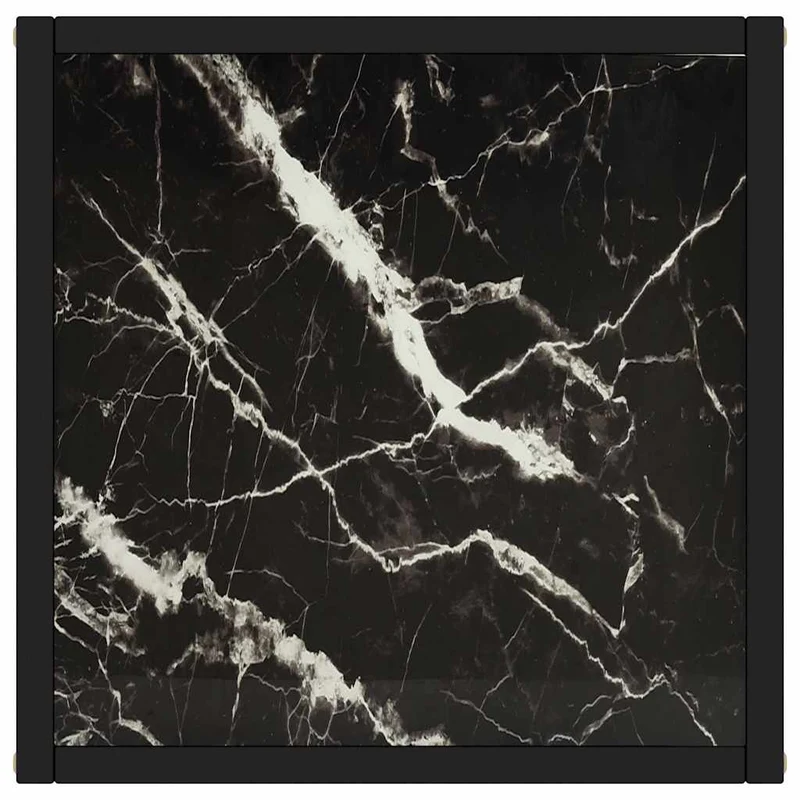 Coffee Table Black with Black Marble Glass 40x40x50 cm