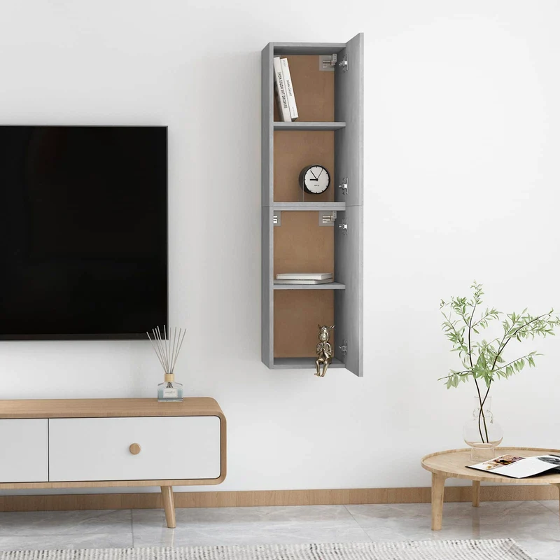 TV Cabinets 2 pcs Concrete Grey 30.5x30x60 cm Engineered Wood