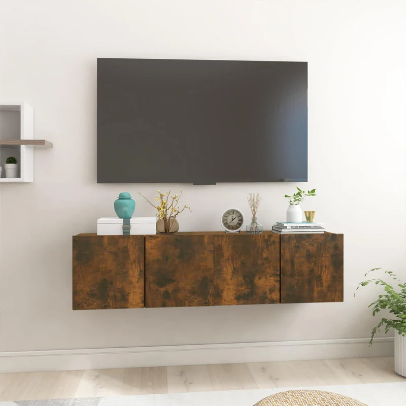 Hanging TV Cabinets 2 pcs Smoked Oak 60x30x30 cm