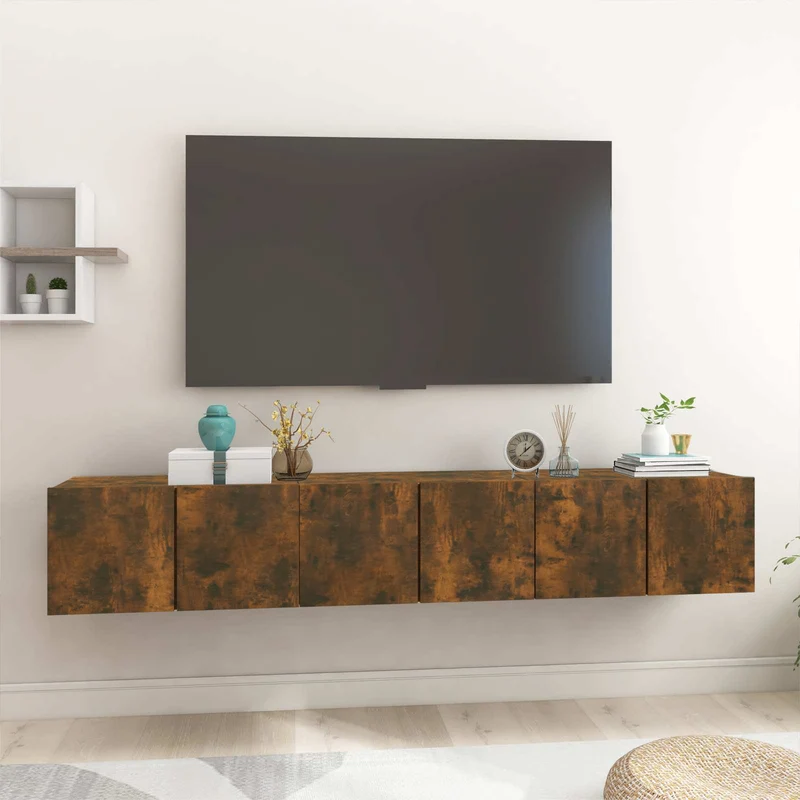 Hanging TV Cabinets 3 pcs Smoked Oak 60x30x30 cm