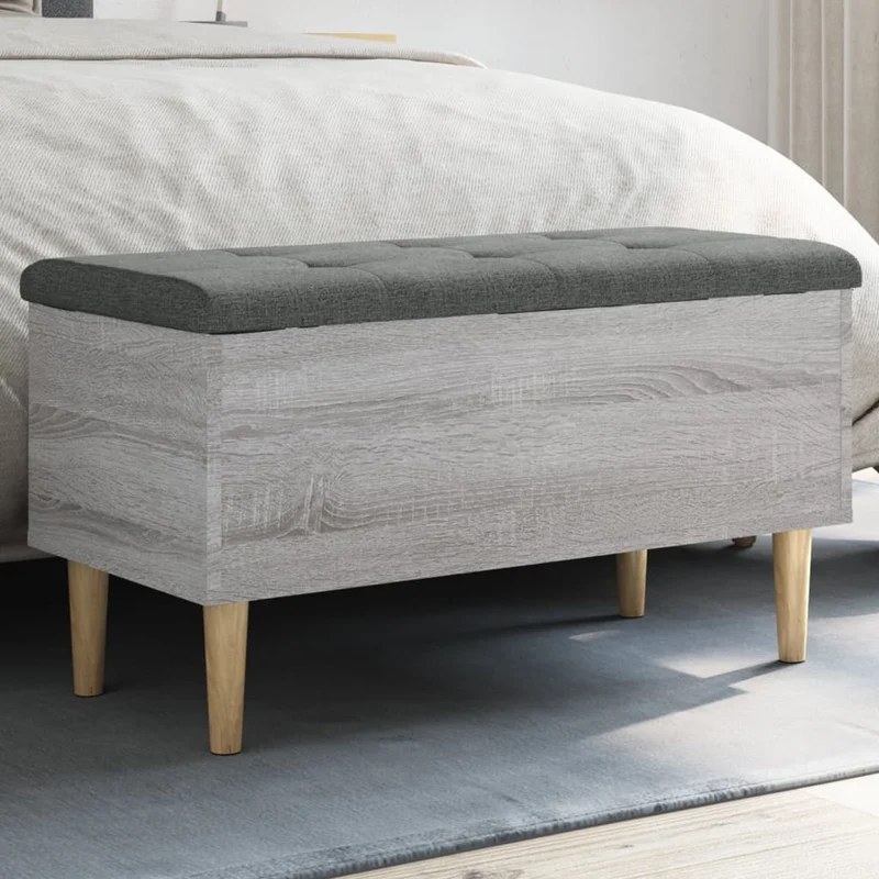 Storage Bench Grey Sonoma 82x42x46 cm Engineered Wood
