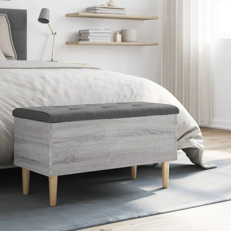 Storage Bench Grey Sonoma 82x42x46 cm Engineered Wood