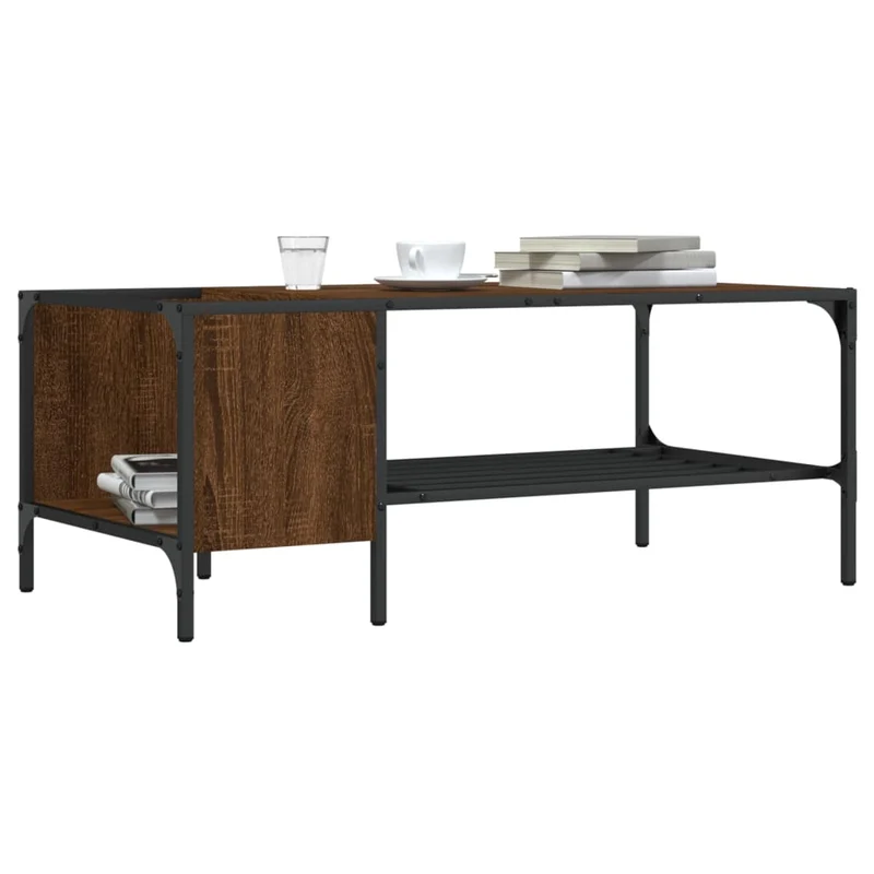 Coffee Table with Rack Brown Oak 100x51x40 cm Engineered Wood