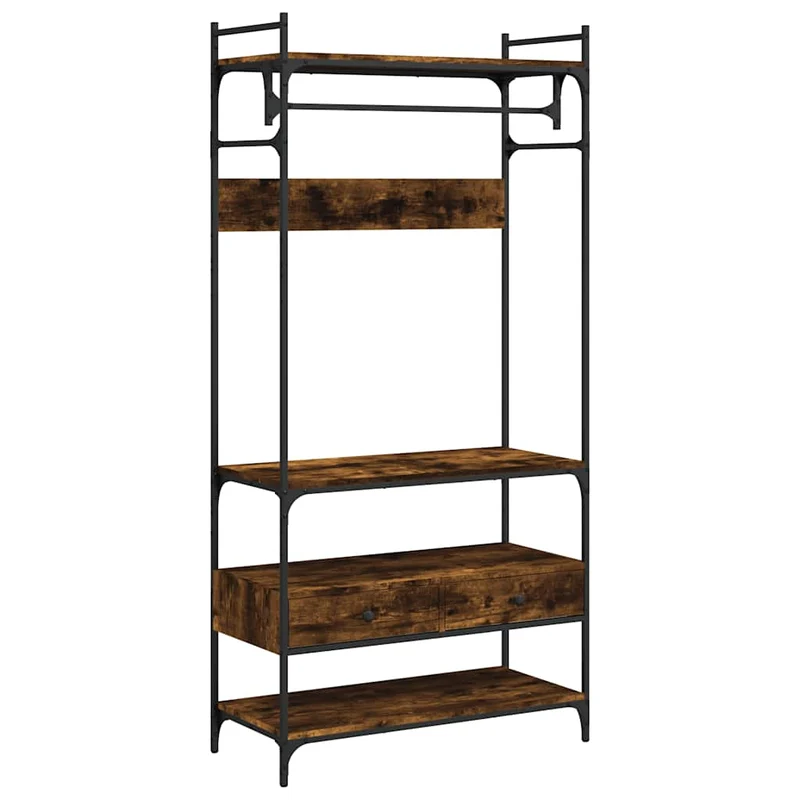 Wardrobe with Drawers Smoked Oak 89x39x184,5 cm Engineered Wood