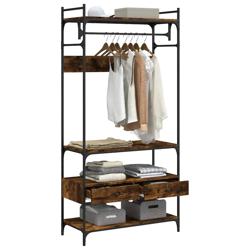 Wardrobe with Drawers Smoked Oak 89x39x184,5 cm Engineered Wood