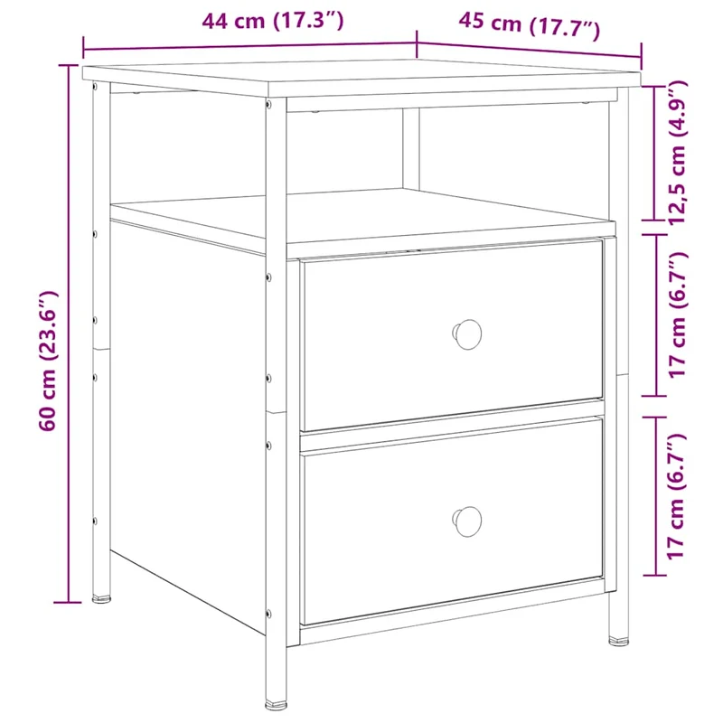 Bedside Cabinets 2 pcs Artisan Oak 44x45x60 cm Engineered Wood