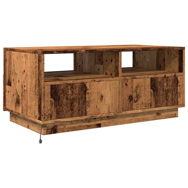 Coffee Table with LED Lights Old Wood 90x49x40 cm