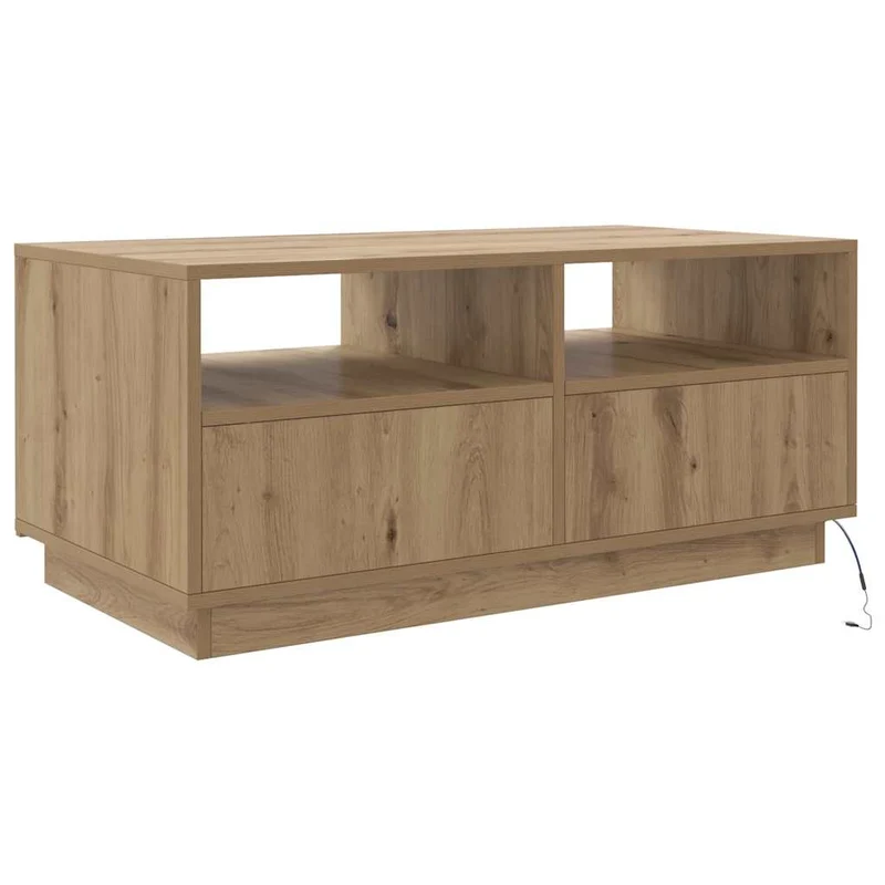 Coffee Table with LED Lights Artisan Oak 90x49x40 cm