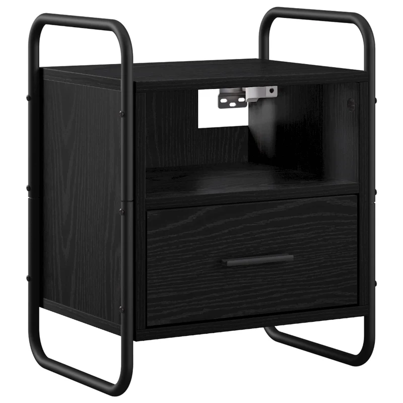 Hanging Bedside Cabinet 2 pcs Black Oak 40 x 30 x 50 cm