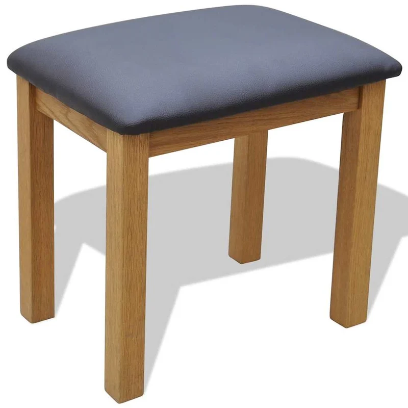 242742 vidaXL Dressing Table with Stool Solid Oak Wood