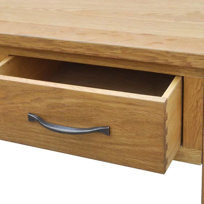 242742 vidaXL Dressing Table with Stool Solid Oak Wood