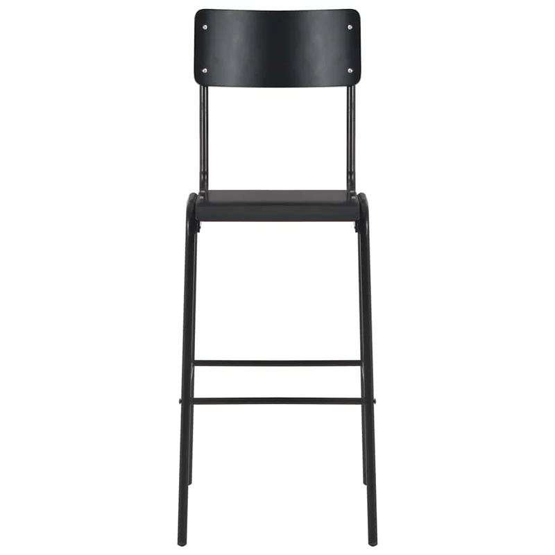 Bar Stools 4 pcs Black Solid Plywood Steel