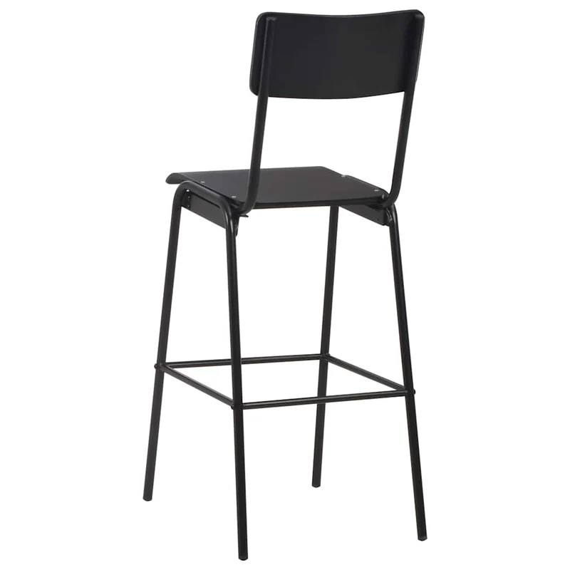 Bar Stools 4 pcs Black Solid Plywood Steel