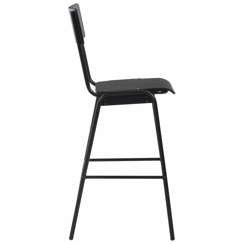 Bar Stools 4 pcs Black Solid Plywood Steel