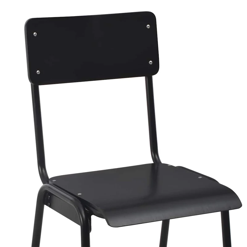 Bar Stools 4 pcs Black Solid Plywood Steel